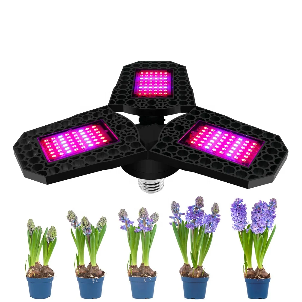 LED Grow Light for Indoor Plan Grow Lamp Full Spectrum Plant Light Foldable LED Grow Light Bulb 144pcs LEDs with Red Blue