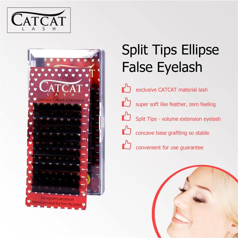 CATCAT Soft Flat Ellipse Cashmere Lash Extension Wholesale Private Label Individual flat matte eyelash Extension