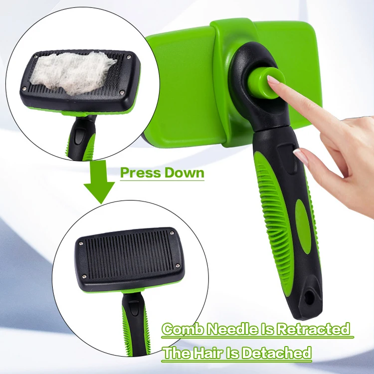 

Amazon Hot Selling Manufacturer Custom Logo and Custom Color Pet Hair Remover Grooming Self Cleaning Slicker Brush, Yellow, green, dark green, pink, blue, purple