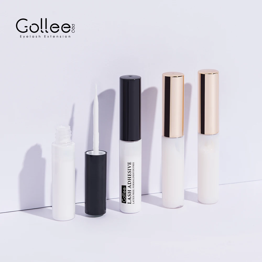 

Gollee Korea 3D Manufacturer Hypoallergenic Double Ended Custom Luxury With Glue Mink Tubes Strip Private Label Eyelash Glue, White