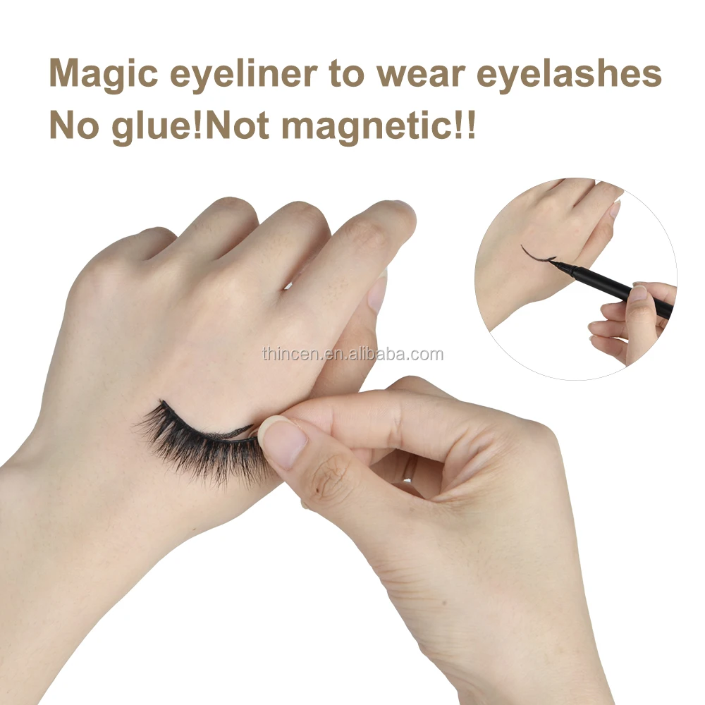 Black Waterproof 2in1 Magic Eyeliner Use For Eyelashes Eyeliner Eyelashes