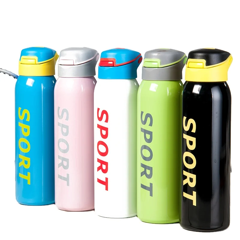 

500ml Fashion Sports Portable Thermos Cup Bottle Stainless Steel Band Cover Student Cups Vacuum Thermoses