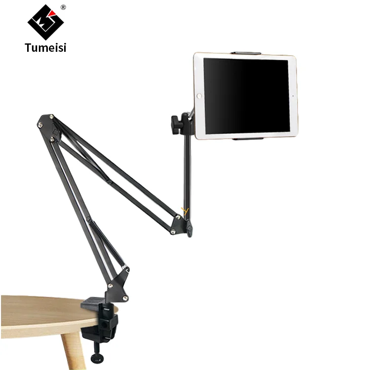 

360 Adjustable Desk Bed Tablet Bracket Flexible Lazy Long Arms Clip Mount Universal mobile phone tablet holder, Black and custom