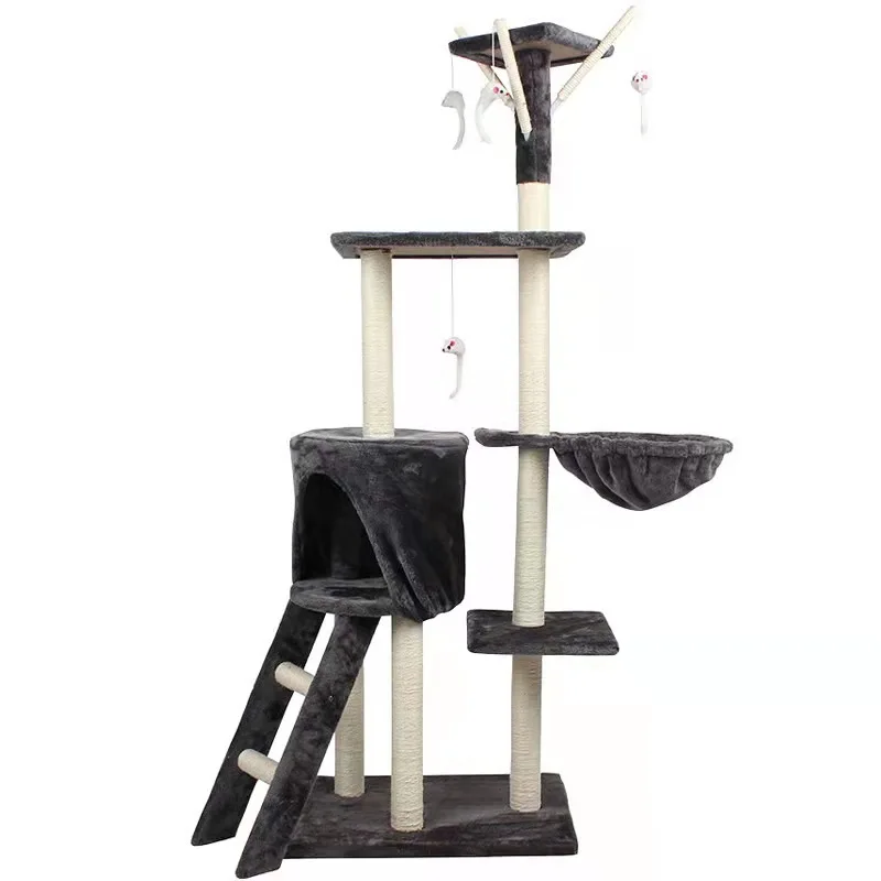 

Large wooden scratch climbing tower fashion diy deluxe Cat Tree scratching post cat tree to ceiling, Picture color