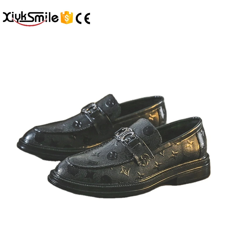 

leather shoes men's British embossed trend to increase the height of casual formal men's shoes dress