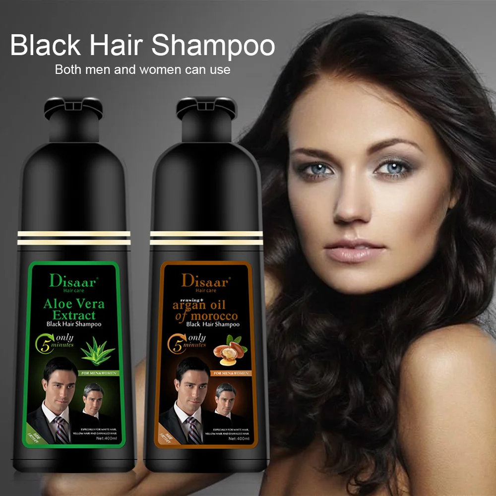 
400ml Wholesale Cover Grey Hair Morocco Argan Oil Fast Magic Black Hair Shampoo For Adults Hair Dye 