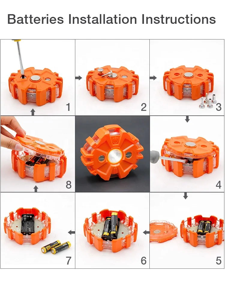 
IPX8 Waterpoof 11 Modes Emergency Safety 17PCS LEDs Roadside Magnetic Vehicle Portable Signal Warning Light Lamp 