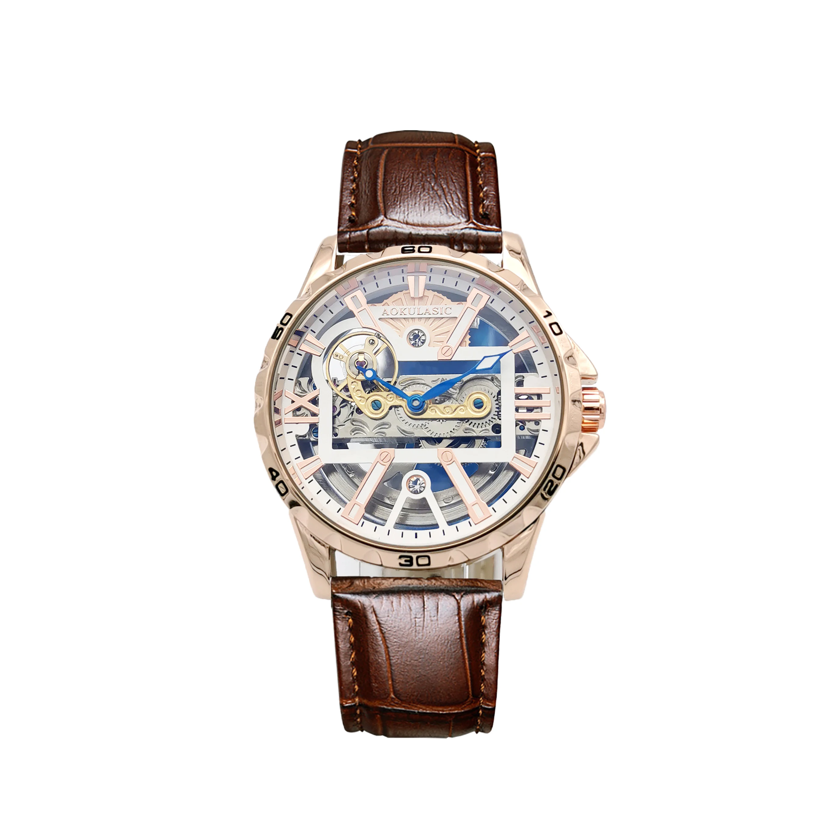 

Automatic Mechanical Watch Calendar Week Moon Phase Men Mechanical Cutout Luxury Watch, Picture shows