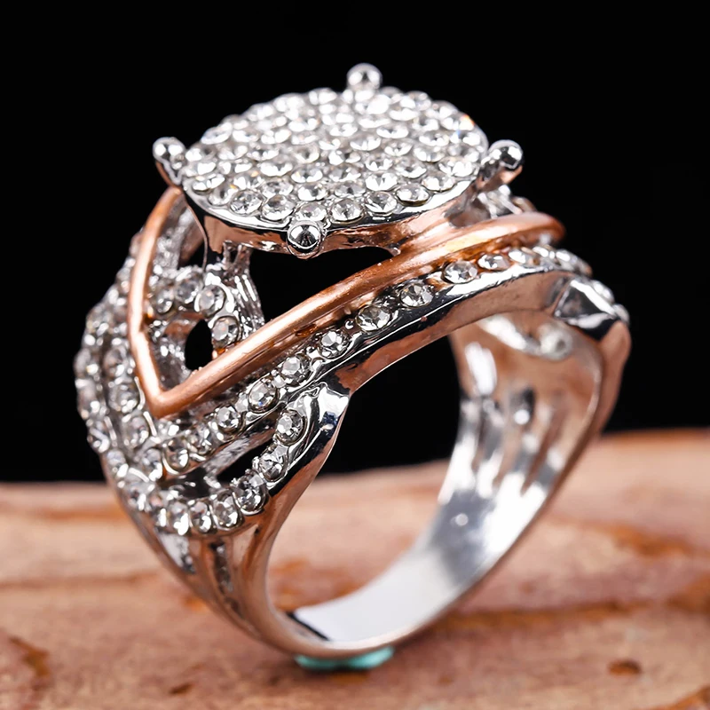 

Party Anniversary Men's And Women's Full Small Diamond Ring Hipster Hip Hop Men's Hand Accessories, White