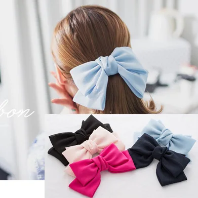 LRT Wholesale Custom Fashion Women Bow Hair Band Plain Satin Butterfly Bowknot Hair Clips For Girls.jpg