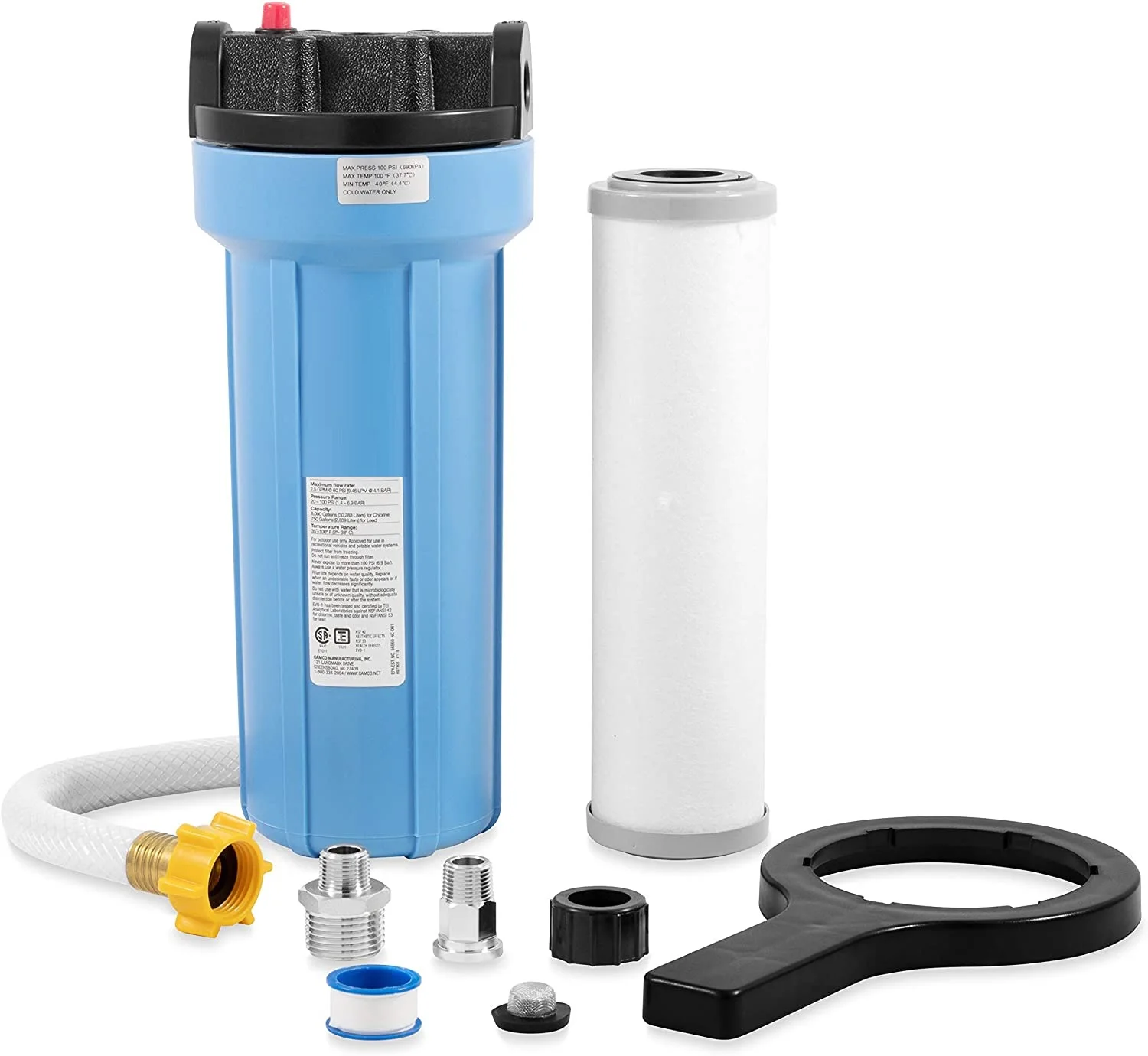 3 In 1 Inline Rv Water Filter With Garden Hose Protector For Campers Rv