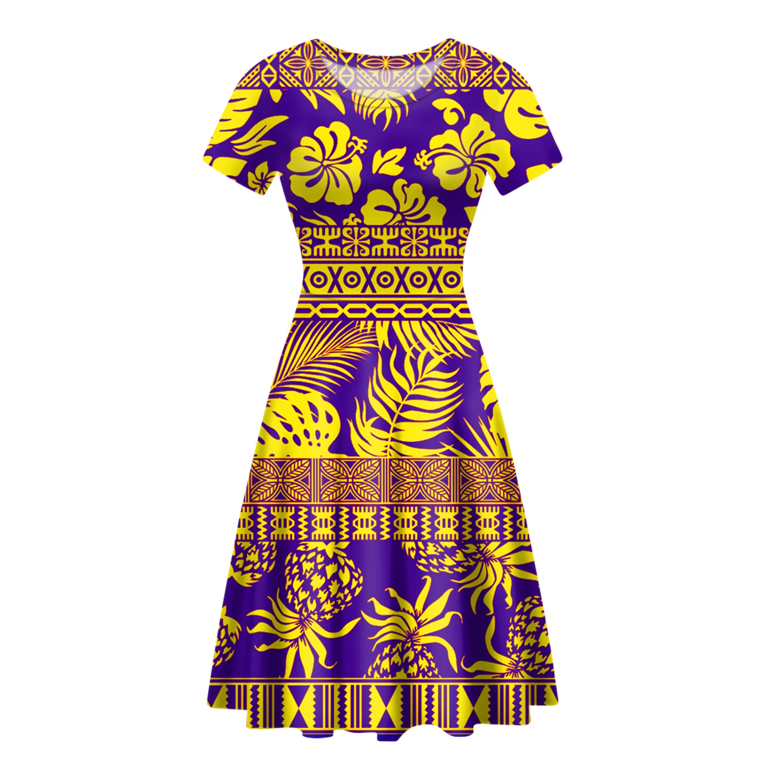 

POD Polynesian Traditional Tribal Style Print Summer Dresses Ladies Exclusive Custom Designer Dresses Womens Plus Size Dresses, Customized color