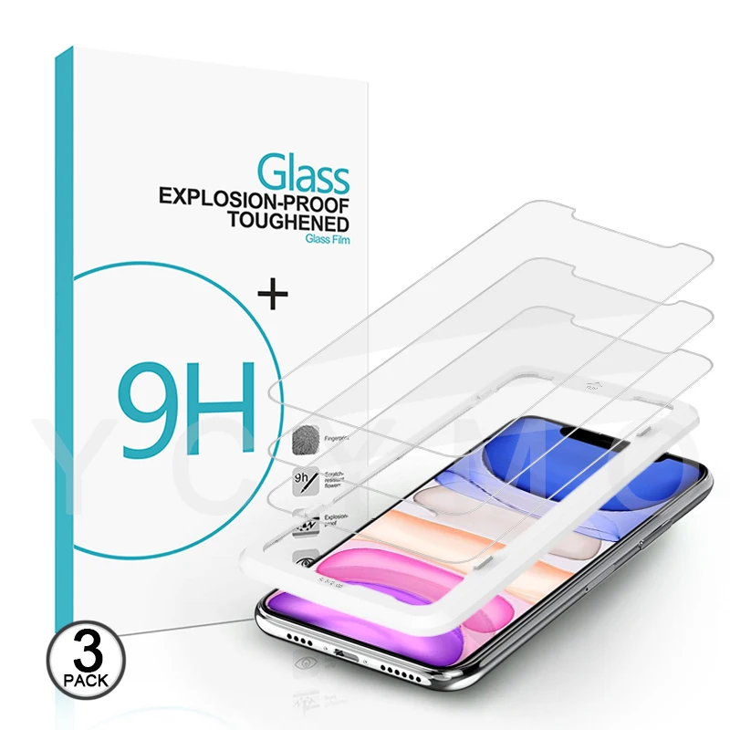 2019 Newest OEM 9H 2.5D Tempered Glass for iPhone 11 Pro X Xs XR XS MAX Screen Protector applicator 3 pack