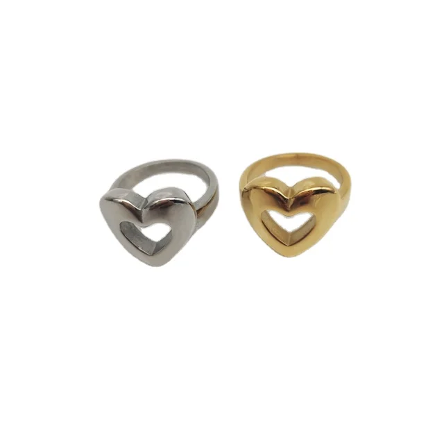 

Personalized Love Heart Gold Rings Stainless Steel Bald Ring