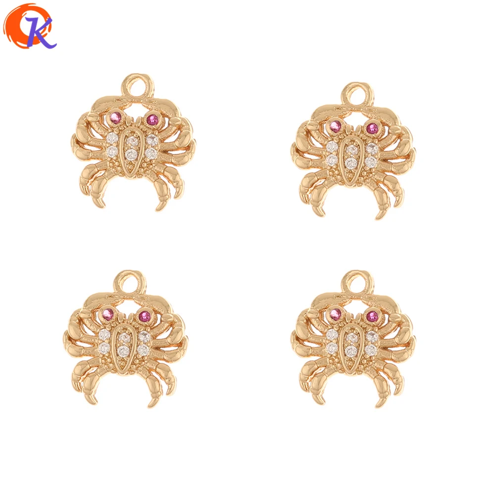 

Jewelry Accessories Cordial Design 100Pcs 11*13MM CZ Charms Hand Made Connectors Crab Shape DIY Making Pendant Jewelry Accesso