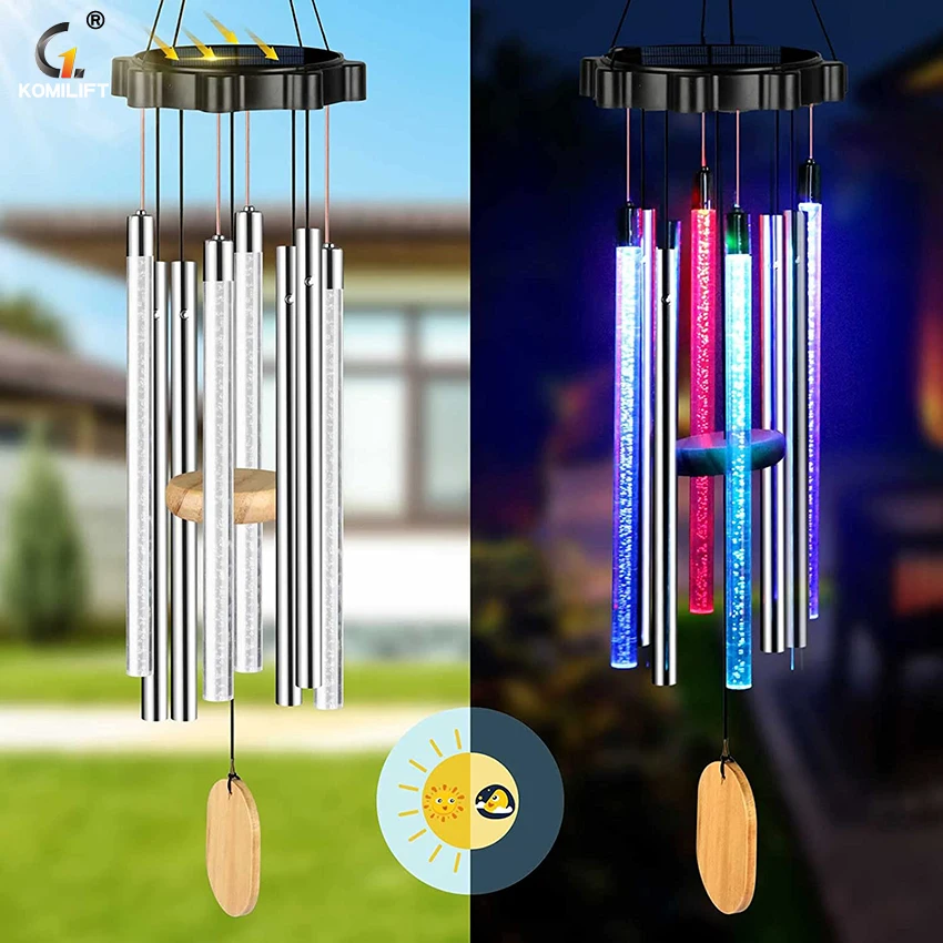 

Factory Wholesale Color Changing LED Solar Powered Wind Chime Bells Lamp Garden solar wind chimes lights, Rgb