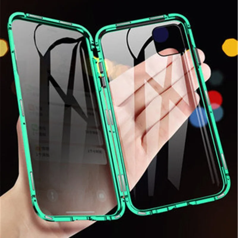 

2020 Privacy Magnetic Tempered Glass Phone Case Anti Peep Screen Protector for iPhone 11 Pro Max, Black,gold,green,sliver,red