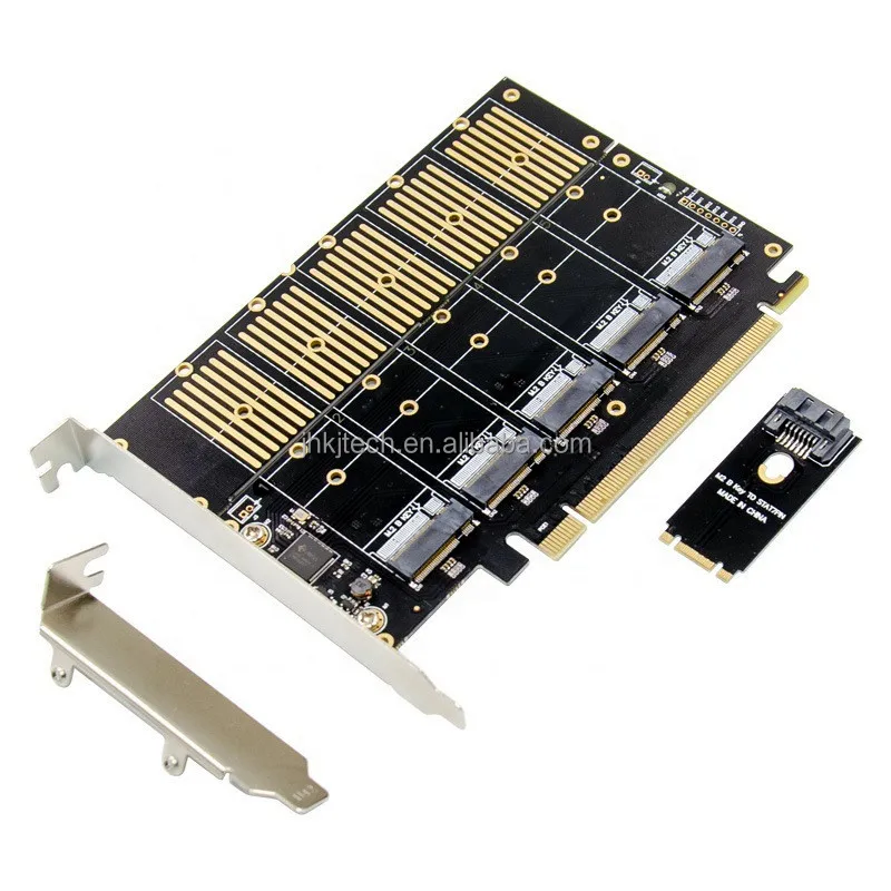 

PCI-E PCIe 3.0 X16 To 5 Ports M.2 B KEY NGFF+5 Port SATA3.0 6Gbps Expansion Card NGFF M2 SSD Adapter Controller Card, Black