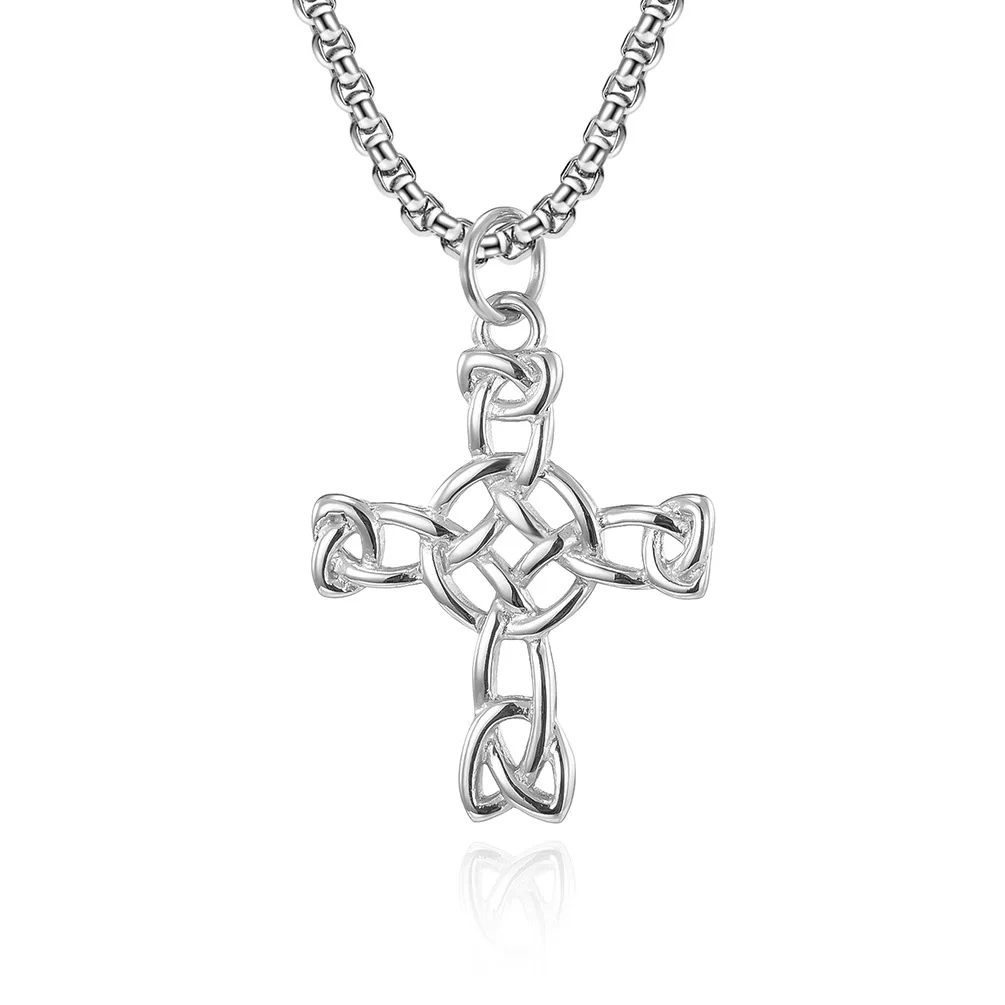 

Nordic viking jewelry stainless steel celtic knot pendant cross necklace