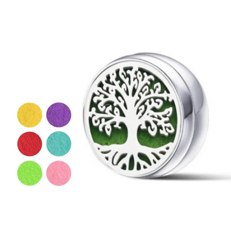 

Bomei Jewelry Custom 316L Stainless Steel Tree Of Life Magnetic Aromatherapy Locket Brooch Essential Oil Diffuser Face Masking