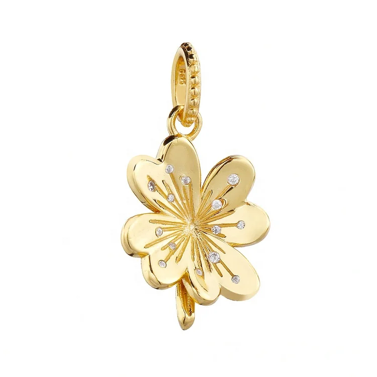 

Trendy-Jewels 925 silver sterling gold plated clover bracelet charm beads