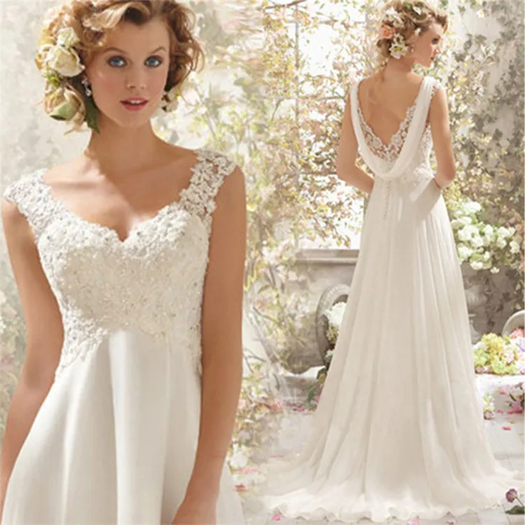 

EBay Dunhuang Popular Long White Lace Shoulder Strap Chiffon Ball Evening Spot Bride Dress Wedding Dress, Customized color