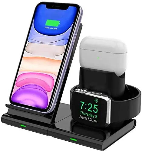 

Original design Magnetic and detachable 3 in 1 Qi-certified wireless charger for Apple watch, iPhone and for AirPods