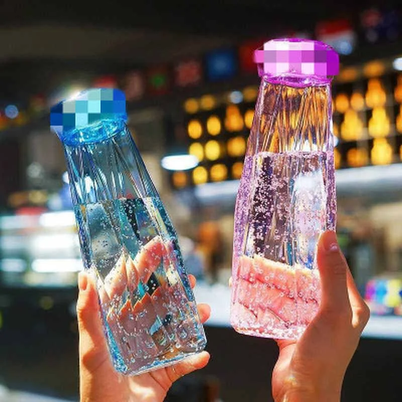 

Creative sport Glass Water Bottle Colorful Crystal Diamond Couple Cup Water Glass Gift Cute Crystal Water Bottle