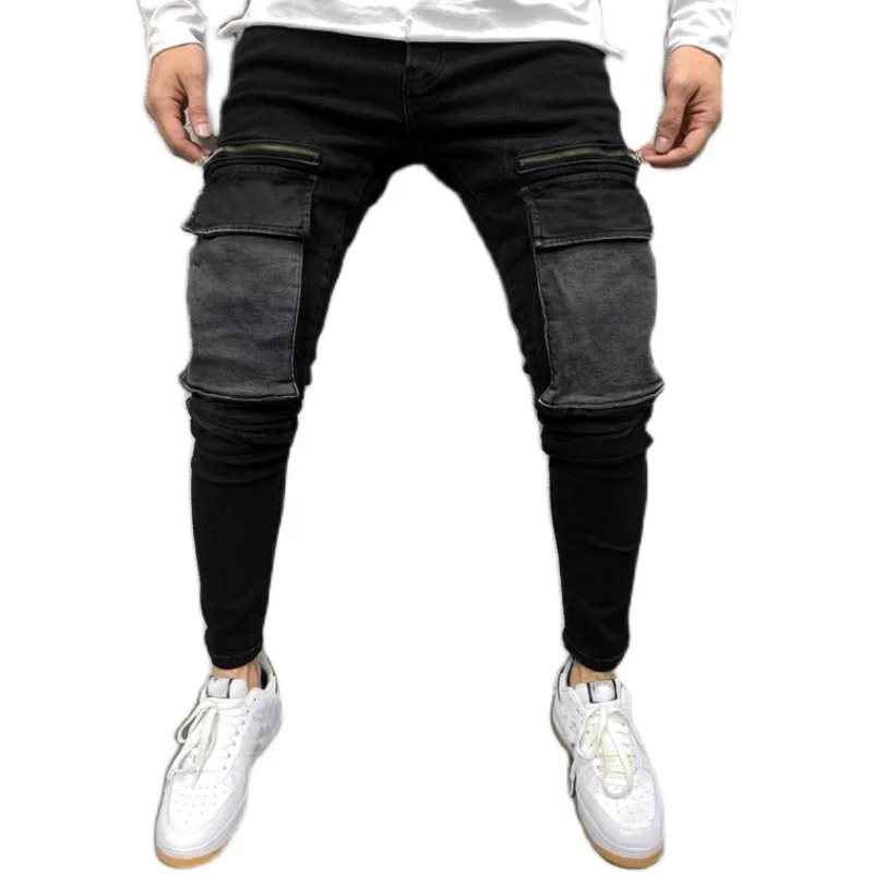 

Amazon Youth European Code Fashion Loose Trousers Men's Slim Fit Classic New Design Large Pocket Casual Denim Pants