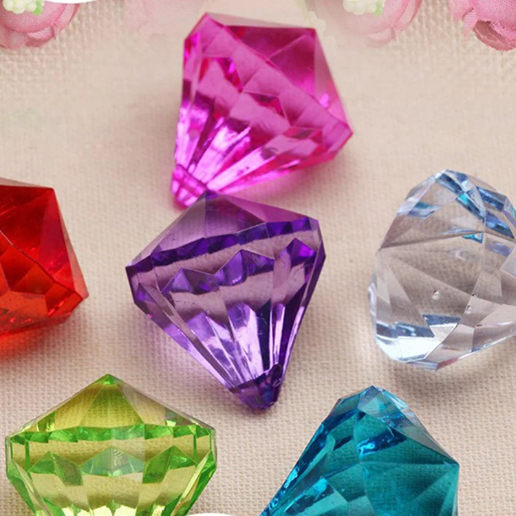 

Transparent Diamond Shape Plastic Beads with Hole 500g/bag Colourful 17*23mm Loose Acrylic Beads for Jewelry Making