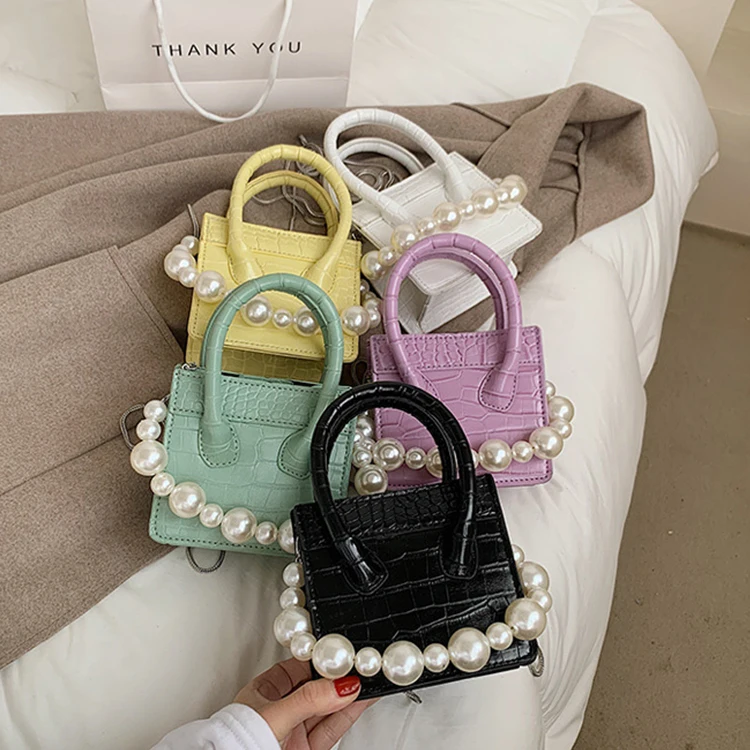 

2021 Pearl Handle mini handbags small flap tote bag summer ladies handbag crossbody shoulder bag women purse, Customizable