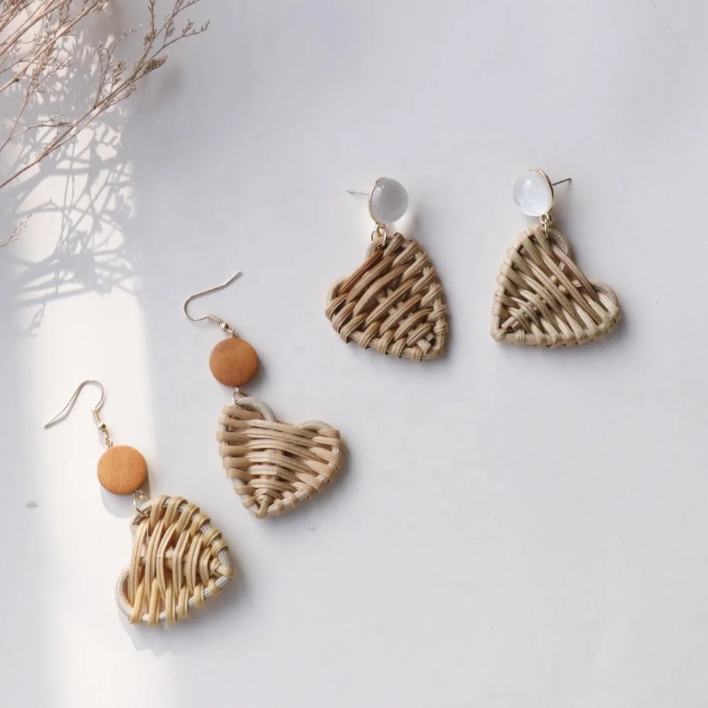 

JUHU Korean Holiday Style Rattan Pendant Earrings Female Bamboo Jewelry Simple Bohemian Style Geometric Fashion Trend Decoration, Colorful