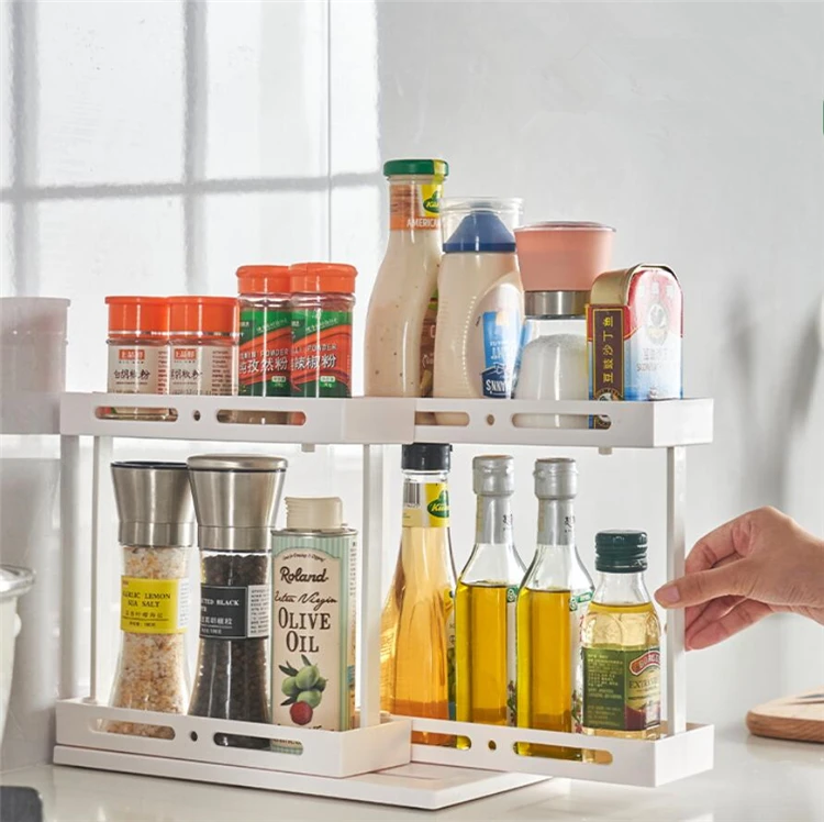 

Revolving Spice Jar Rack Organizer Rack Multi-Function Rotating Storage Shelf Slide Pull Out Cabinet Kitchen Organizer Storage, As picture or customized