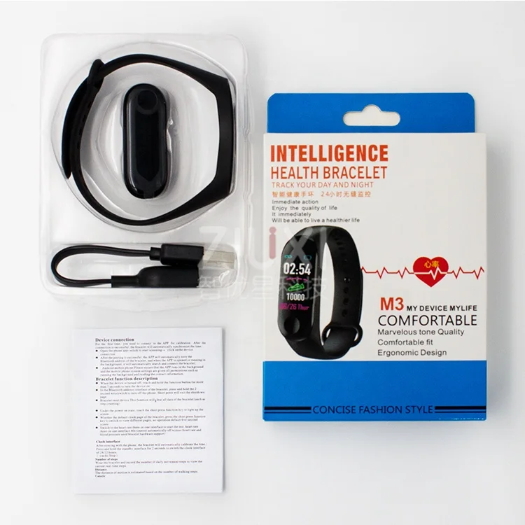 

M3 Smart Bracelet Band3 Wristband Heart Rate Monitor Fitness Tracker Smartband Watch Mi Band 3