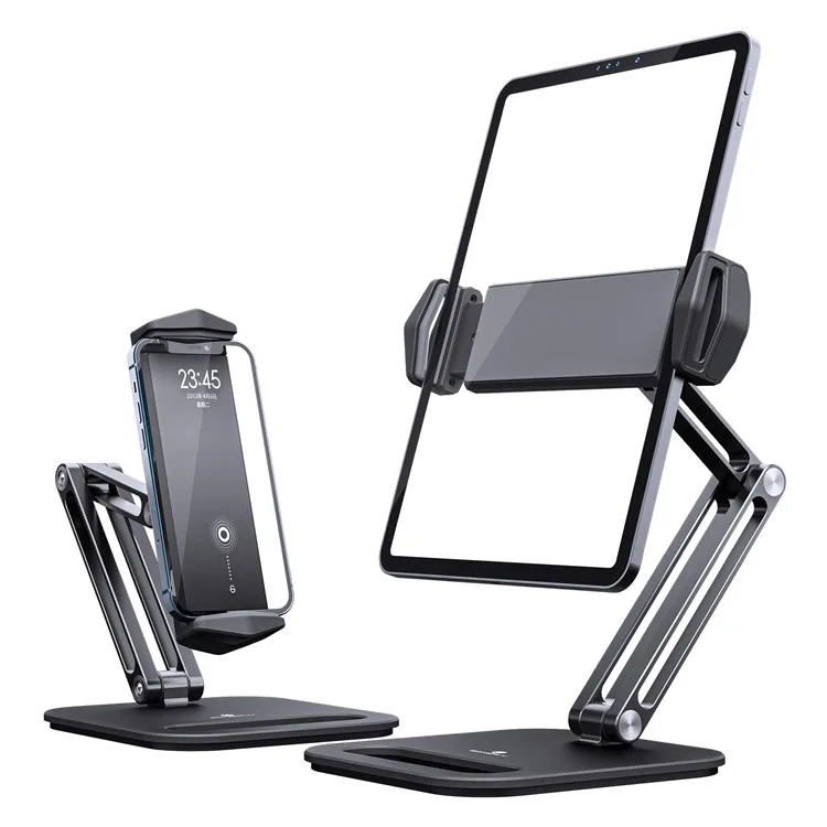 

Aluminum Alloy Cell Phone Desk Mount Stand 360 Tablet Stand Holders Adjustable for iPad, White,grey