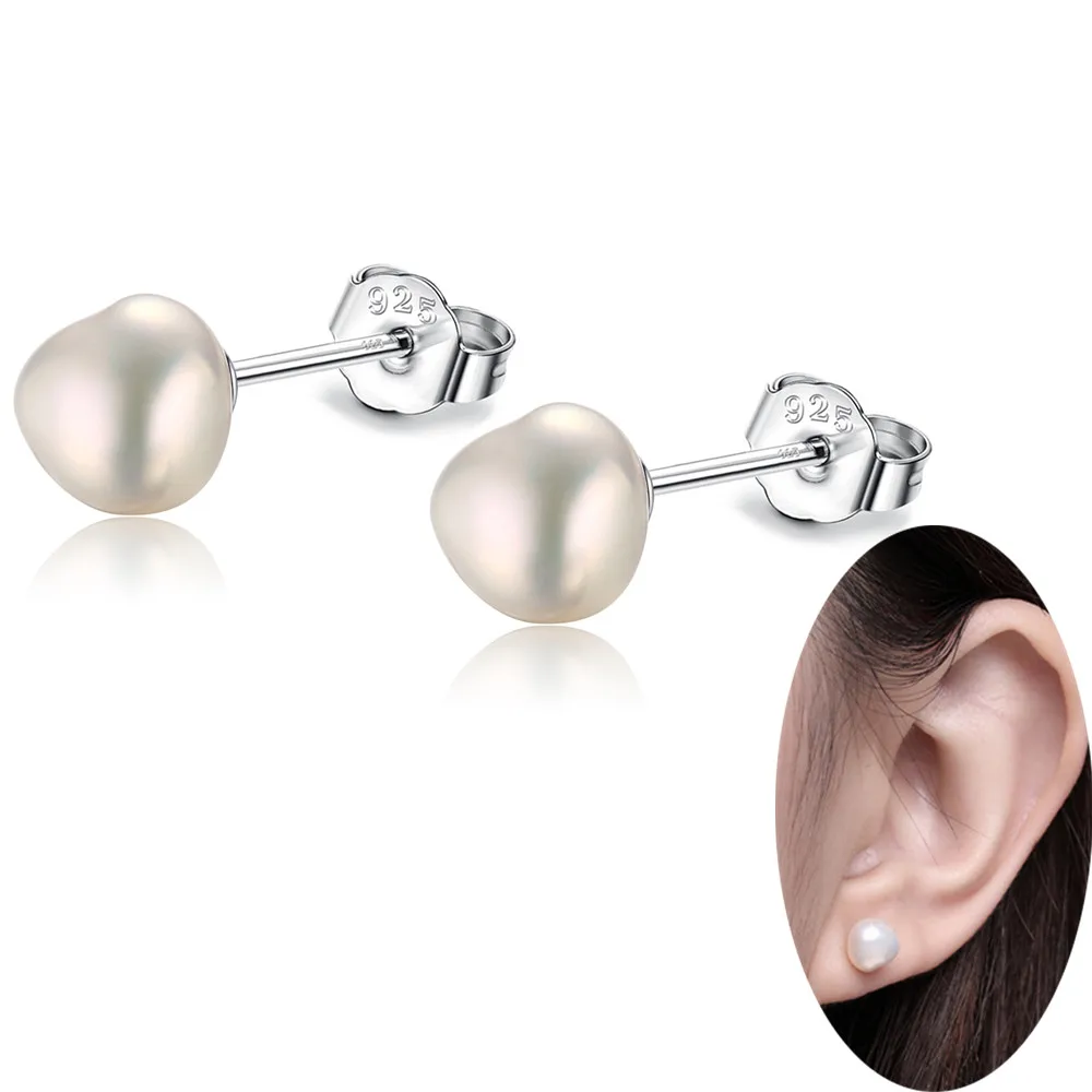 

Wholesale Trendy Elegant 925 Sterling Silver Irregular Pearl Stud Earrings Freshwater Pearl Earring Stud Women Jewelry Ear Studs