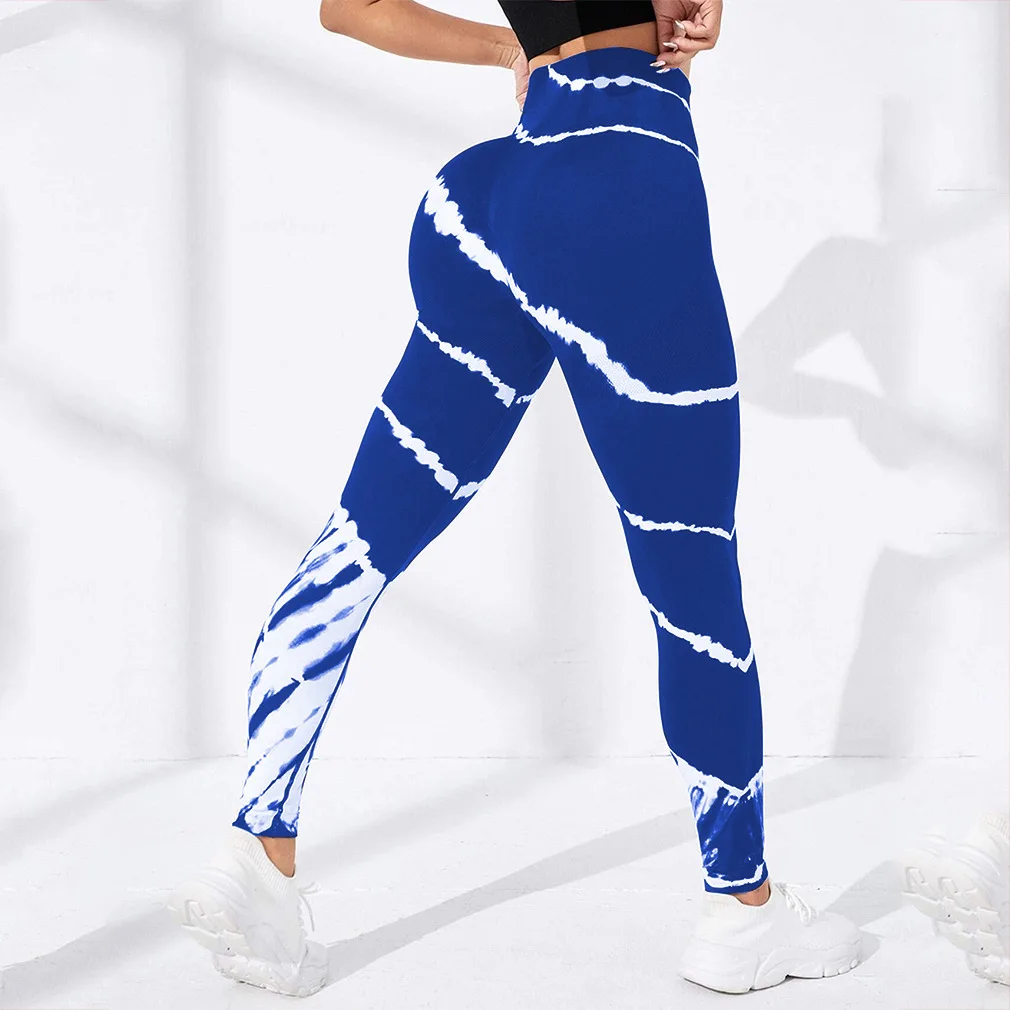 

2023 New Leggins Women Push Up Tie Dye Scrunch Butt Lifting Leggings Seamless High Waist Yoga Leggings