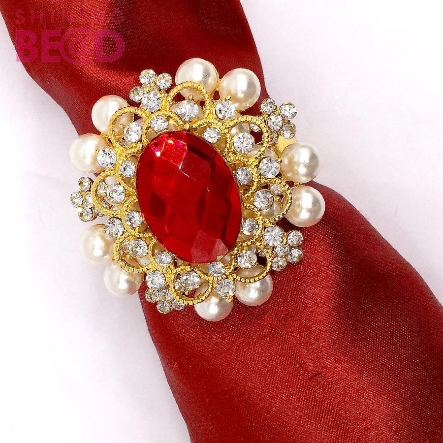 

Pearl bow shape clear rhinestone napkin ring