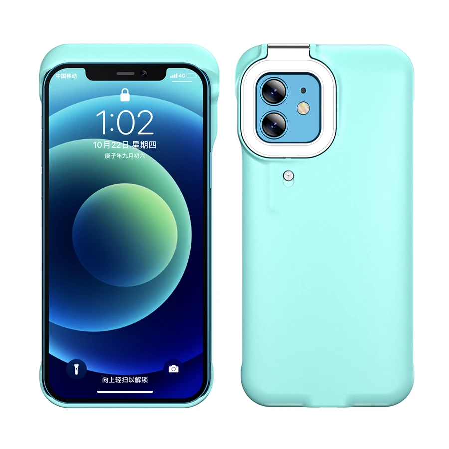 

New Products Phone Case LED Fill Light Ring Flash Mobile Cell Phone Case For iPhone 12 ,For iPhone Back Cases