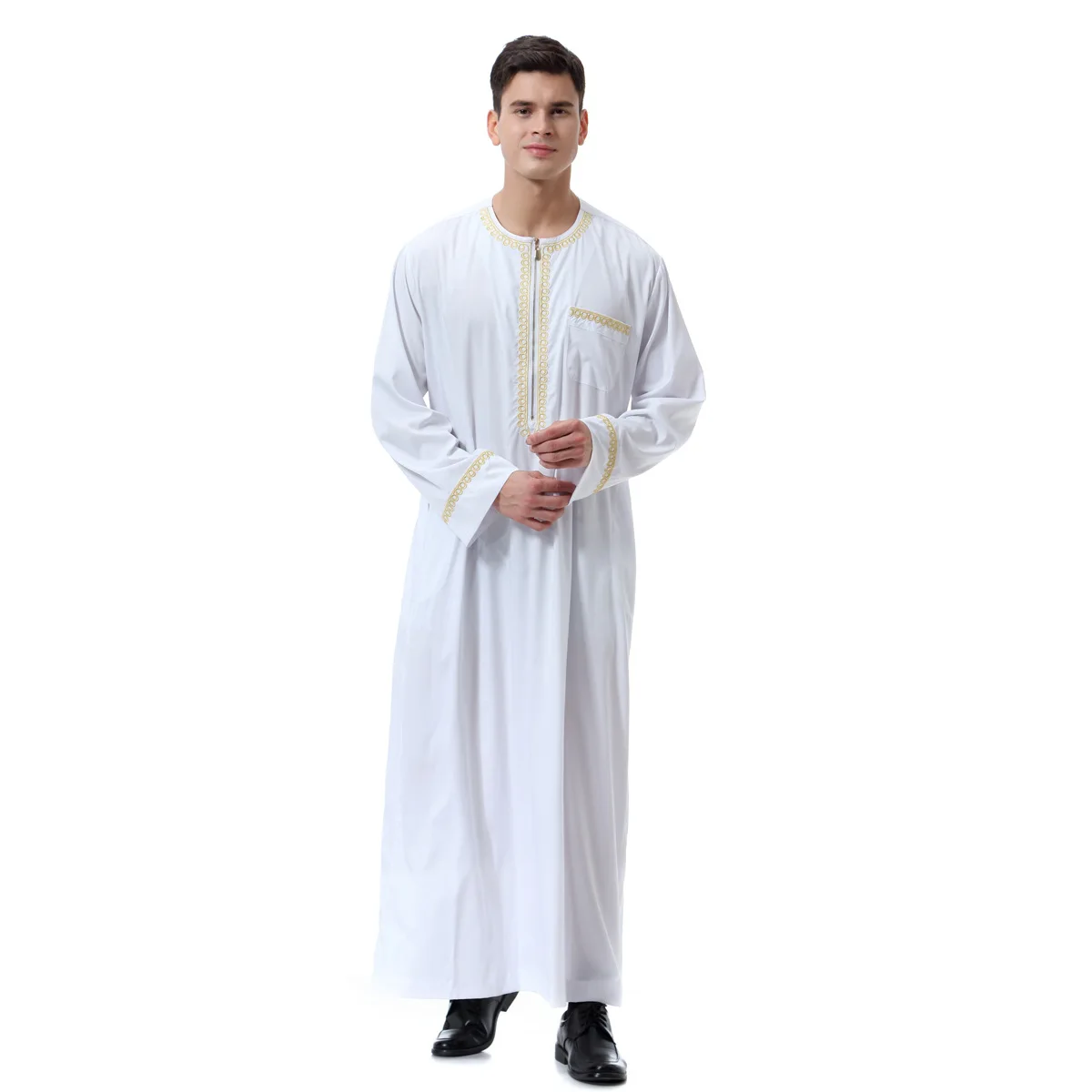 

Wholesale Long Sleeve Dress Men's Beautiful Egyptian Turkish Muslim Ethnic Clothing Islamic Abaya Best Seller Arabian Robe qome