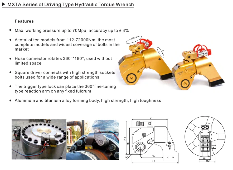 China Driving Type Manual Adjustable Hydraulic Torque Wrench Manufacturers Price For Sale