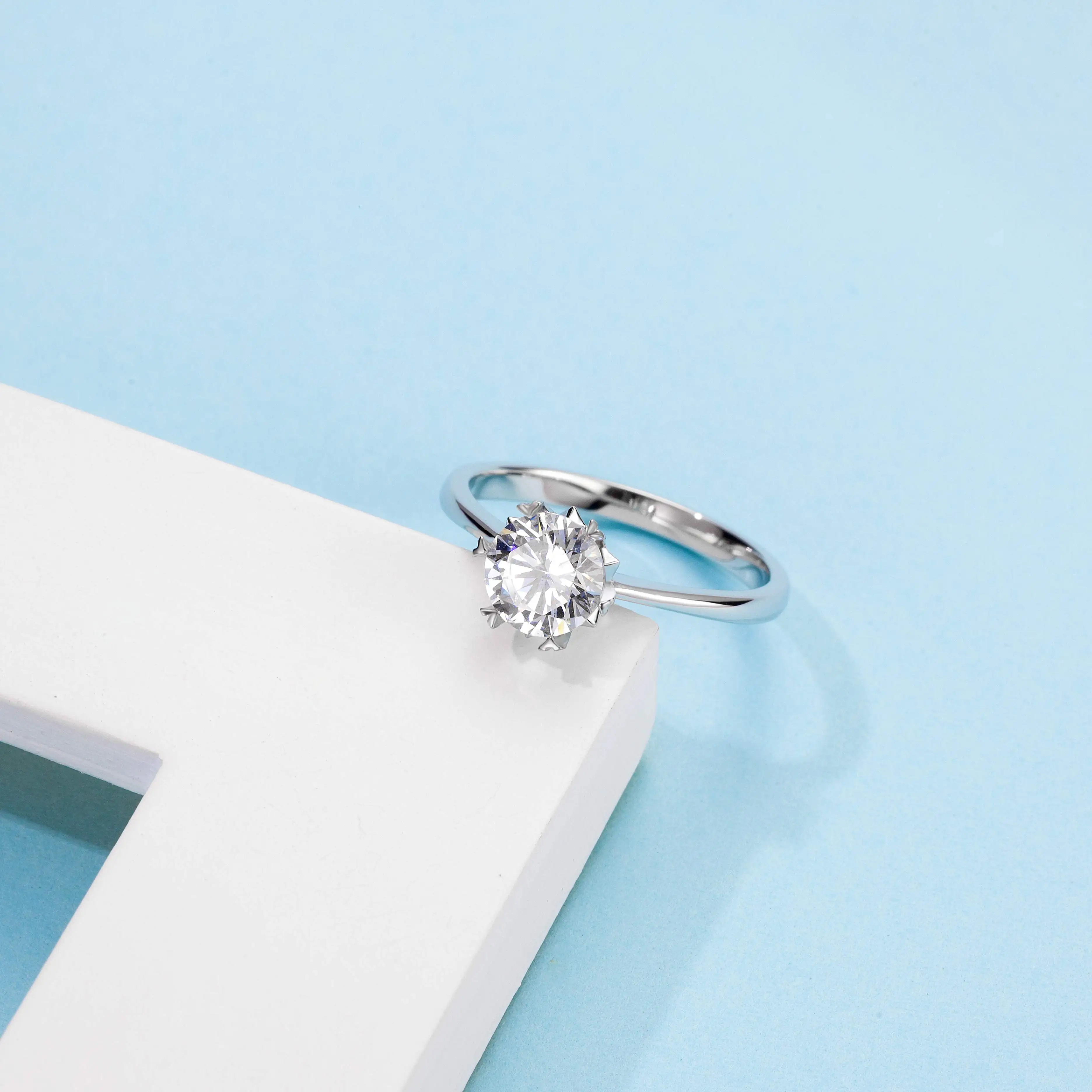 

Thriving Gems Engagement Wedding 925 Sterling Silver Moissanite Ring In Stock