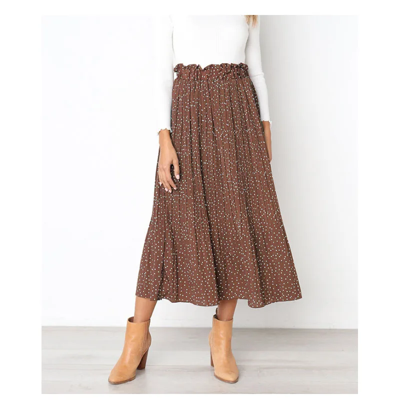 

Wholesale Personalized Monogrammed Summer Female Dot Pleated Skirt, As picture show, customized