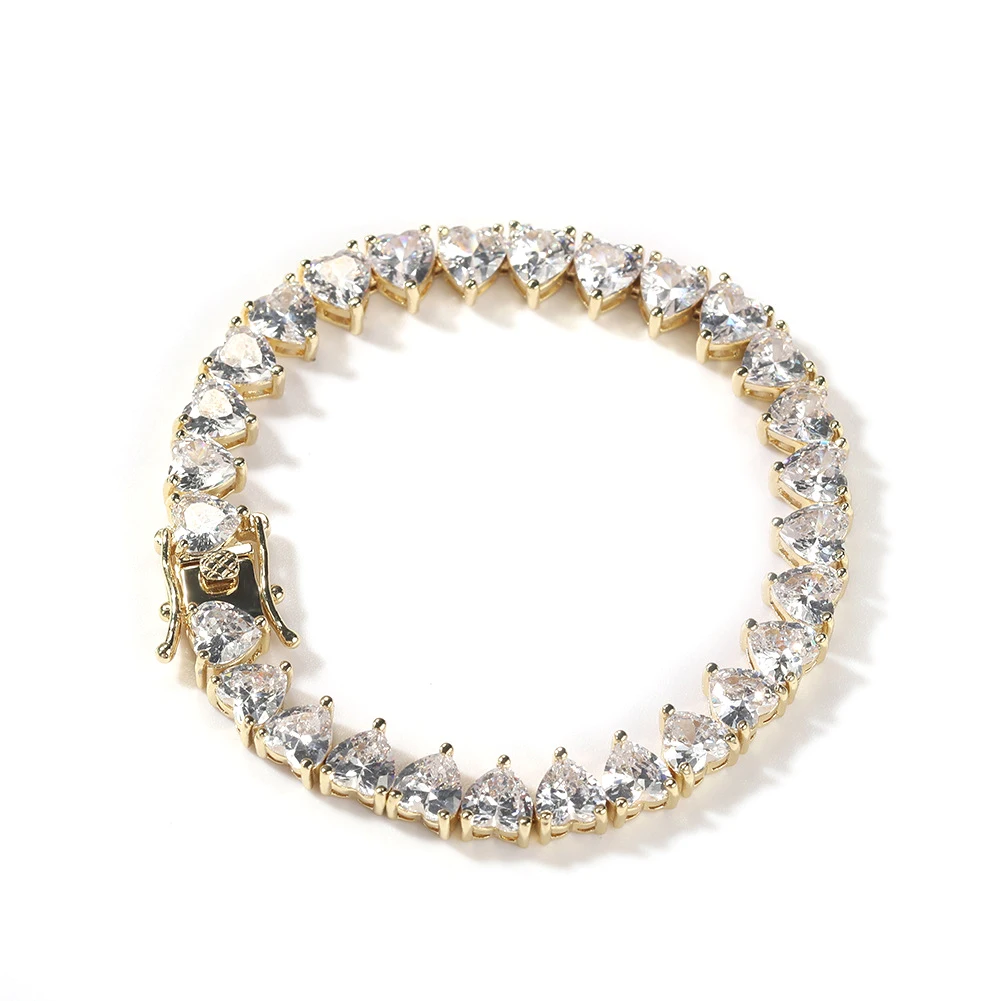 

fashion blinged heart shaped charms tennis chain bracelet for female anniversary gifts wholesale 2021, Silver/gold