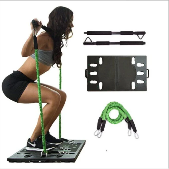 

Amazon hot selling Multi functional body building push up training board with resistance band, Black