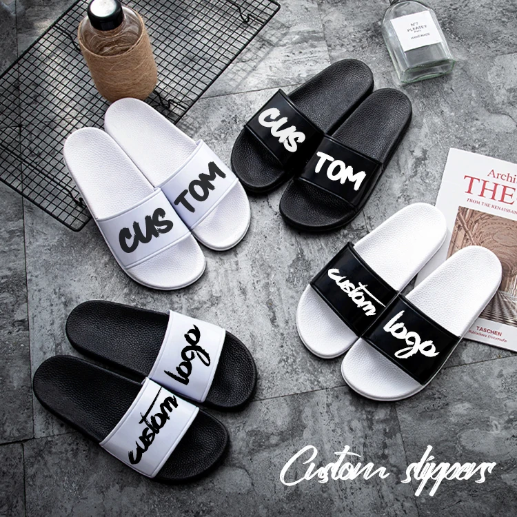 

Mens Customized Printed Shoe Cheap Slipper Pvc Bedroom Men Custom Slide With Logo Men's Slippers, Customized colors