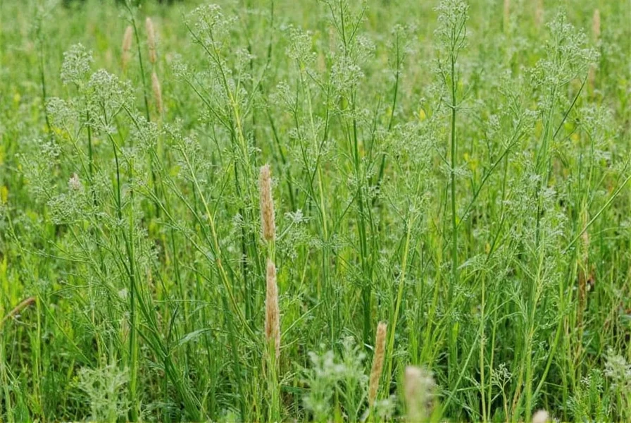 Close-up view of foeniculum vulgare showing yellow flowers and feathery leaves