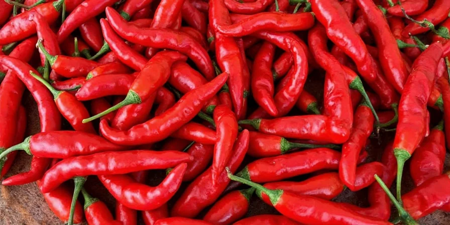 Spice rack filled with different types of red chiles