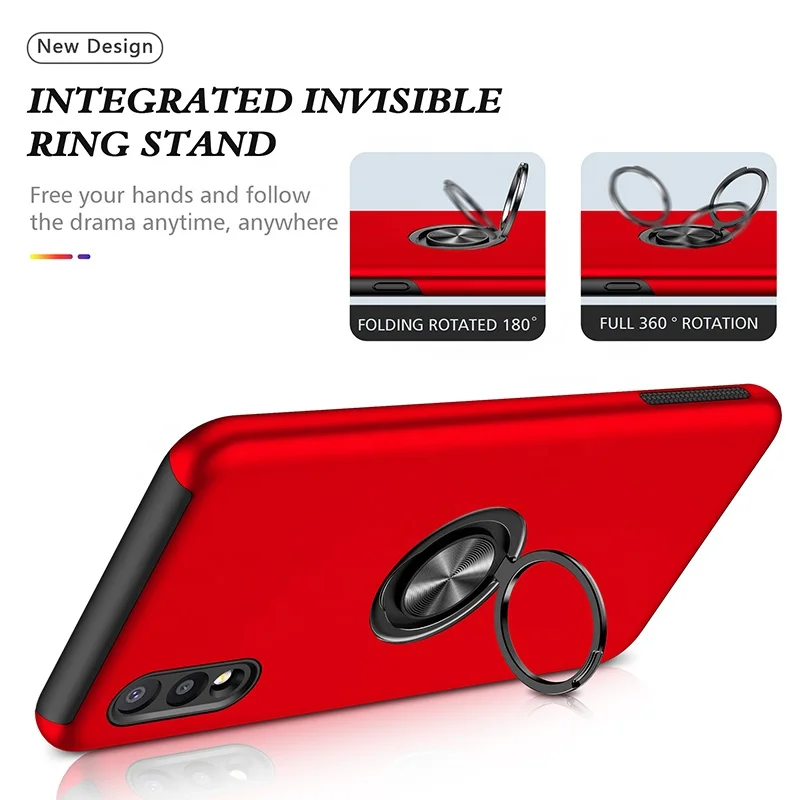 

Magnetic Car Mount Back Cover Shockproof Hard PC TPU Ring Kickstand Phone Case for Samsung Galaxy A02 A02S EUR, Multi colors