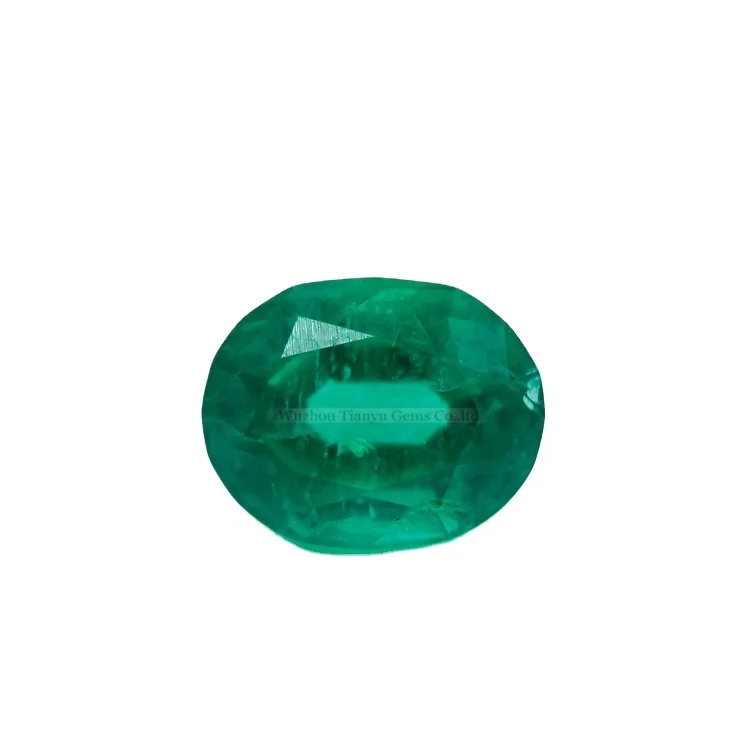 

Tianyu Gems 8*10mm oval nature cut green hydrothermal synthetic Colombian emerald stone price per carat